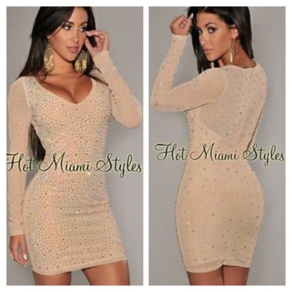 Hot Miami style (0223) Jeweled Dress - sparkly rhinestone, strass, new year